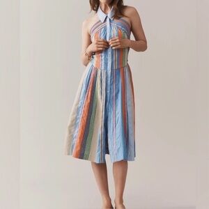 Anthropologie Striped Multicolor Halter Dress
